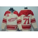 Red Wings #71 Dylan Larkin Cream Sawyer Hooded Sweatshirt Stitched Jersey