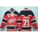 Red Wings #71 Dylan Larkin Red Sawyer Hooded Sweatshirt Stitched Jersey