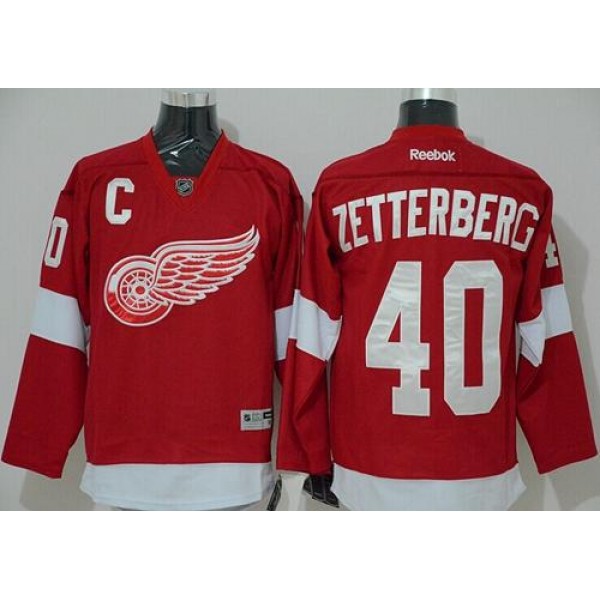 Red Wings #40 Henrik Zetterberg Red Stitched Jersey