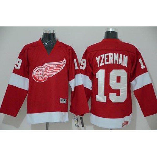 Red Wings #19 Steve Yzerman Red CCM Stitched Jersey