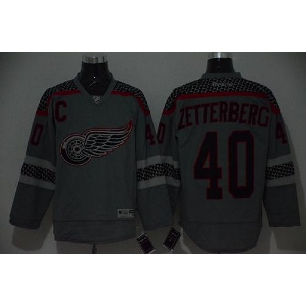 Red Wings #40 Henrik Zetterberg Charcoal Cross Check Fashion Stitched Jersey