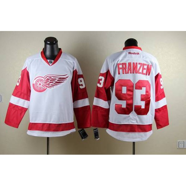 Red Wings #93 Johan Franzen White Stitched Jersey