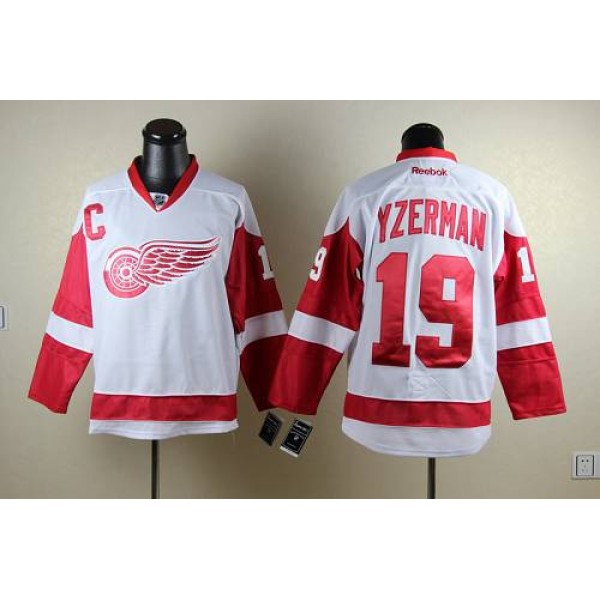 Red Wings #19 Steve Yzerman White Stitched Jersey