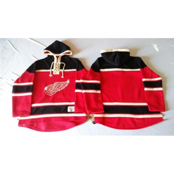 Red Wings Blank Red Sawyer Hooded Sweatshirt Stitched Jersey