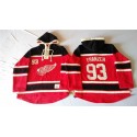 Red Wings #93 Johan Franzen Red Sawyer Hooded Sweatshirt Stitched Jersey