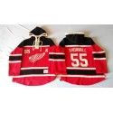 Red Wings #55 Niklas Kronwall Red Sawyer Hooded Sweatshirt Stitched Jersey