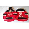 Red Wings #21 Tomas Tatar Red Sawyer Hooded Sweatshirt Stitched Jersey