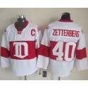 Red Wings #40 Henrik Zetterberg White Winter Classic CCM Throwback Stitched Jersey
