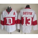 Red Wings #13 Pavel Datsyuk White Winter Classic CCM Throwback Stitched Jersey