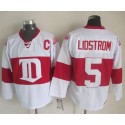 Red Wings #5 Nicklas Lidstrom White Winter Classic CCM Throwback Stitched Jersey