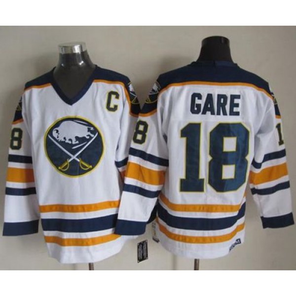 Sabres #18 Danny Gare White CCM Throwback Stitched Jersey