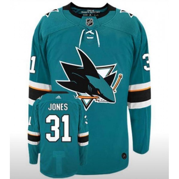 San Jose Sharks Martin Jones Teal Stitched Jersey