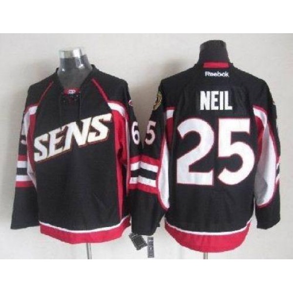 Senators #25 Chris Neil Black Throwback Stitched Jersey