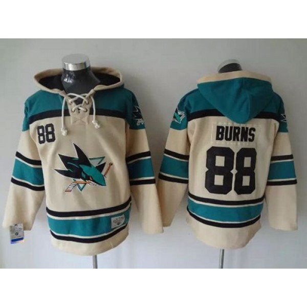 Sharks #88 Brent Burns Cream Sawyer Hooded Sweatshirt Stitched Jersey