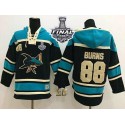 Sharks #88 Brent Burns Black Sawyer Hooded Sweatshirt 2016 Stanley Cup Final Patch Stitched Jersey
