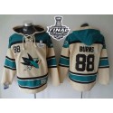 Sharks #88 Brent Burns Cream Sawyer Hooded Sweatshirt 2016 Stanley Cup Final Patch Stitched Jersey
