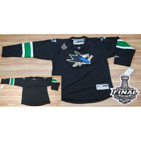 Sharks Blank Black 2016 Stanley Cup Final Patch Stitched Jersey