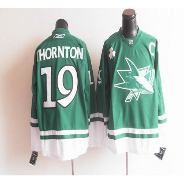 Sharks St Patty's Day #19 Joe Thornton Teal Stitched Jersey