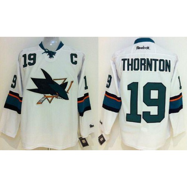 Sharks #19 Joe Thornton Stitched White Jersey