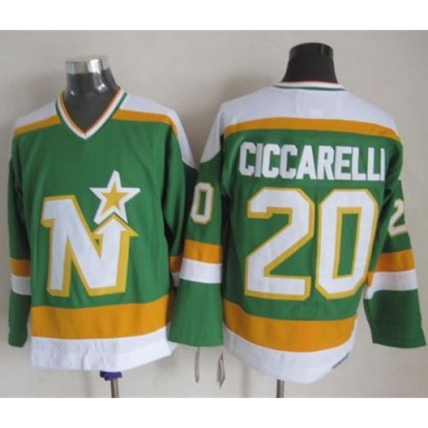 Stars #20 Dino Ciccarelli Stitched Green CCM Throwback Jersey