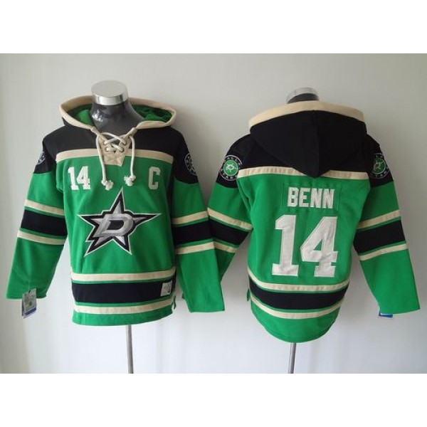 Stars #14 Jamie Benn Green Sawyer Hooded Sweatshirt Stitched Jersey