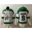 Stars #9 Mike Modano White Sawyer Hooded Sweatshirt Stitched Jersey