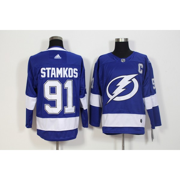 Tampa Bay Lightning #91 Steven Stamkos Blue Stitched Adidas Jersey