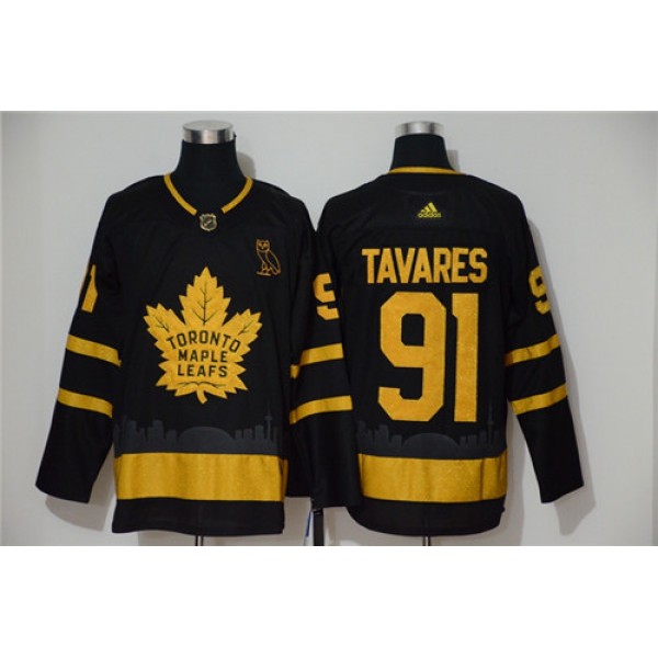 Toronto Maple Leafs #91 John Tavares Black Golden City Edition Stitched Jersey