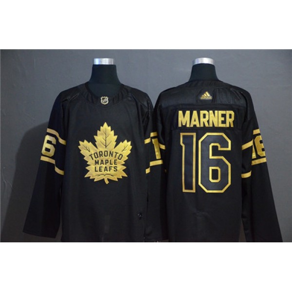 Toronto Maple Leafs #16 Mitchell Marner Black Golden Stitched Jersey