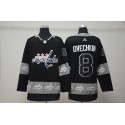 Washington Capitals #8 Alex Ovechkin Black Team Logo Stitched Jersey