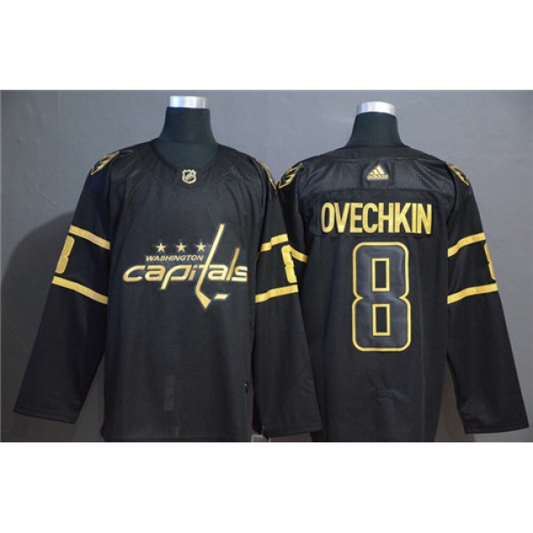 Washington Capitals #8 Alex Ovechkin Black Golden Stitched Jersey