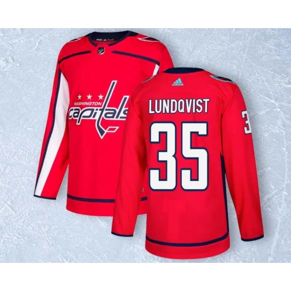 Washington Capitals #35 Henrik Lundqvist Red Stitched Jersey