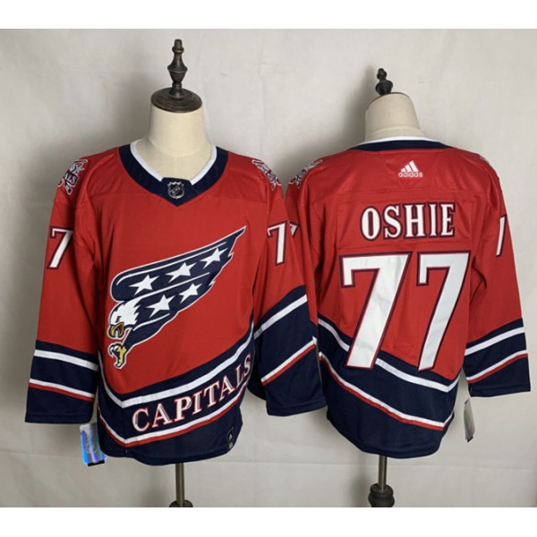 Washington Capitals #77 T.J. Oshie 2021 Red Reverse Retro Stitched Jersey