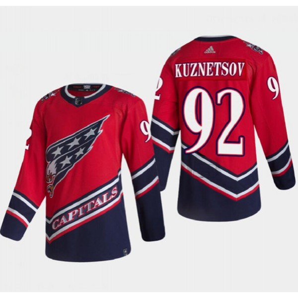 Washington Capitals #92 Evgeny Kuznetsov 2021 Red Reverse Retro Stitched Jersey