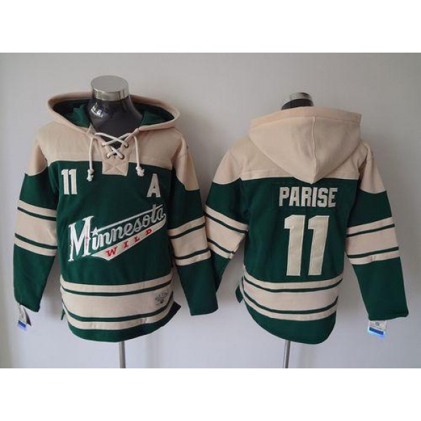 Wild #11 Zach Parise Green Sawyer Hooded Sweatshirt Stitched Jersey