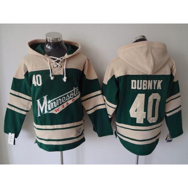 Wild #40 Devan Dubnyk Green Sawyer Hooded Sweatshirt Stitched Jersey