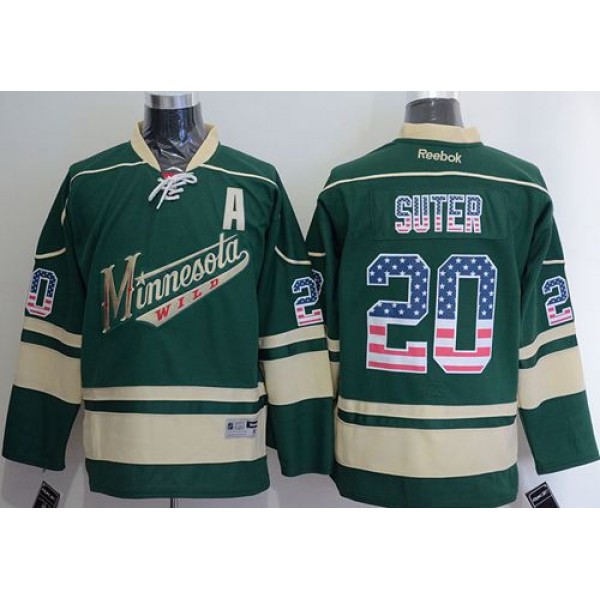 Wild #20 Ryan Suter Green USA Flag Fashion Stitched Jersey