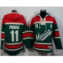 Wild #11 Zach Parise Green Red Sawyer Hooded Sweatshirt Stitched Jersey
