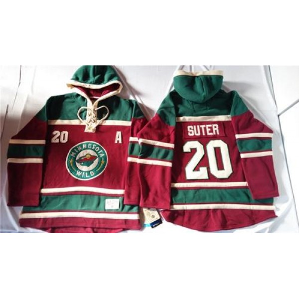 Wild #20 Ryan Suter Red Sawyer Hooded Sweatshirt Stitched Jersey