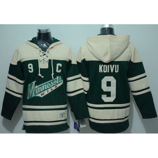 Wild #9 Mikko Koivu Green Sawyer Hooded Sweatshirt Stitched Jersey