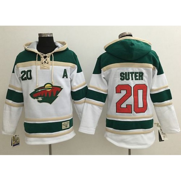 Wild #20 Ryan Suter White Sawyer Hooded Sweatshirt Stitched Jersey