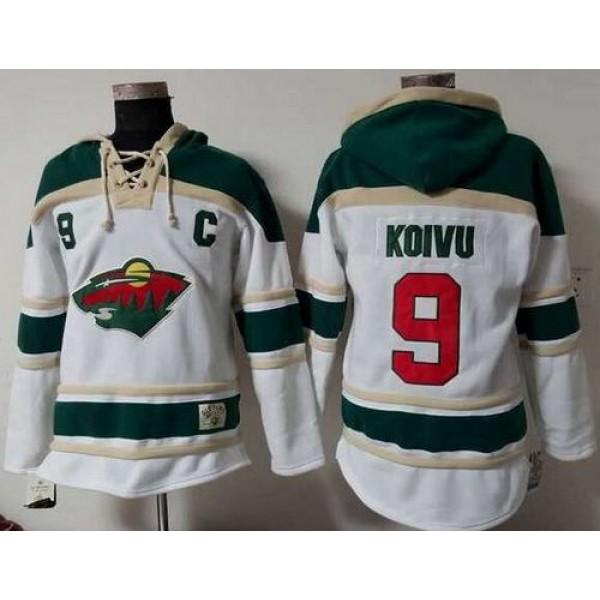 Wild #9 Mikko Koivu White Sawyer Hooded Sweatshirt Stitched Jersey