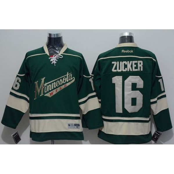Wild #16 Jason Zucker Green Stitched Jersey