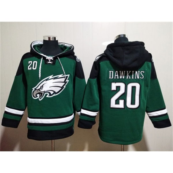 Philadelphia Eagles #20 Brian Dawkins Green Lace-Up Pullover Hoodie