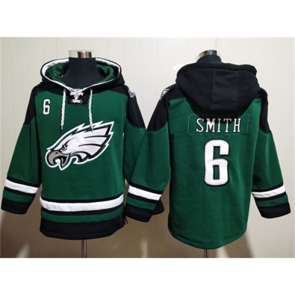 Philadelphia Eagles #6 DeVonta Smith Green Lace-Up Pullover Hoodie