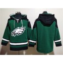 Philadelphia Eagles Blank Green Lace-Up Pullover Hoodie