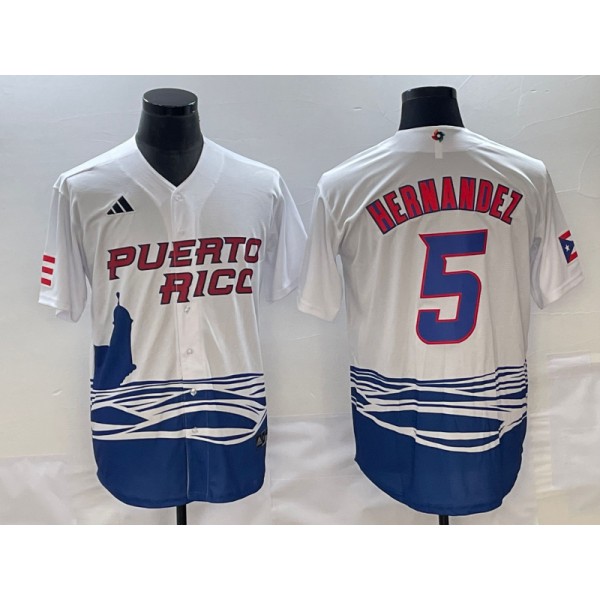 Puerto Rico #5 Enrique Hernandez 2023 White World Classic Stitched Jersey