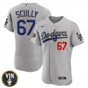 Los Angeles Dodgers #67 Vin Scully 2022 Grey Vin Scully Patch Flex Base Stitched Jersey