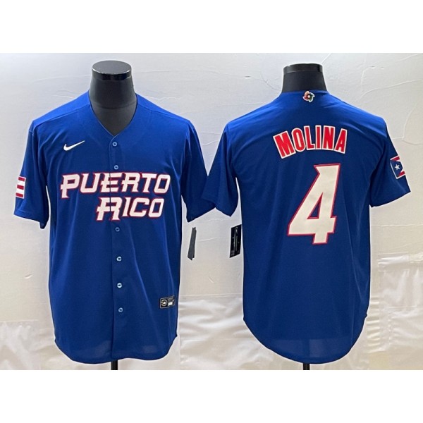 Puerto Rico #4 Yadier Molina 2023 Royal World Classic Stitched Jersey