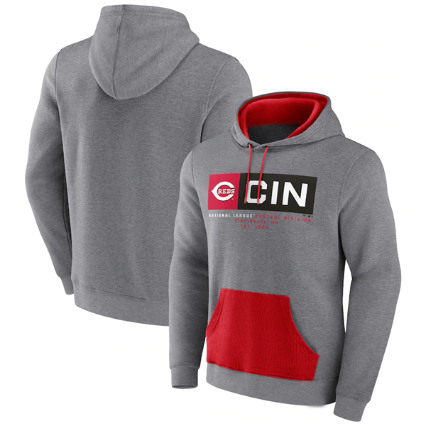 Cincinnati Reds Heathered Gray Iconic Steppin Up Fleece Pullover Hoodie
